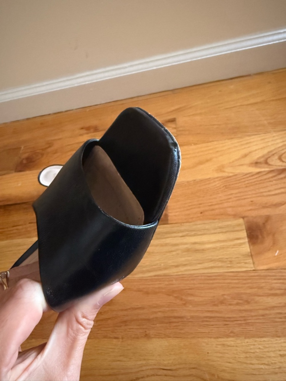 SCHUTZ Black Square Toe Slip-On Mules - Picture 5 of 6